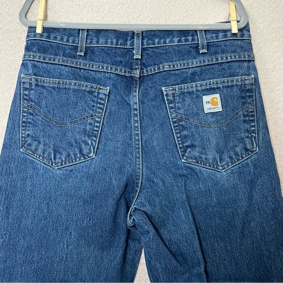 Carhartt Flame Resistant Straight Leg Denim Blue Jeans-Men’s 34x36-Workwear-EUC - Picture 5 of 13